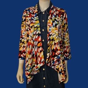 SLINKY BRAND 1990s Colorful Rainbow Artsy Open Front Kimono Jacket